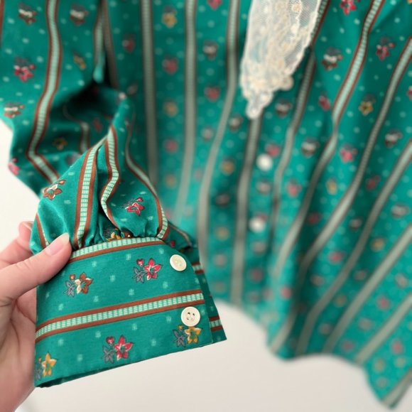 Rare Levi's Levi Strauss & Co Western Button Down Top Lace Size 10 Vintage - Picture 6 of 13